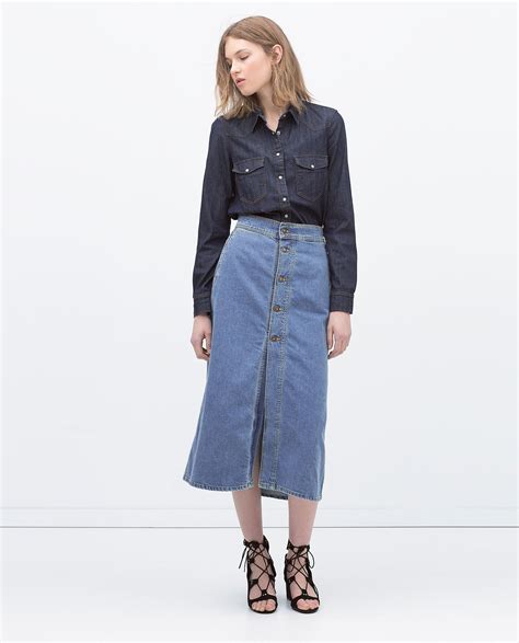 zara denim skirt|zara denim long skirt.